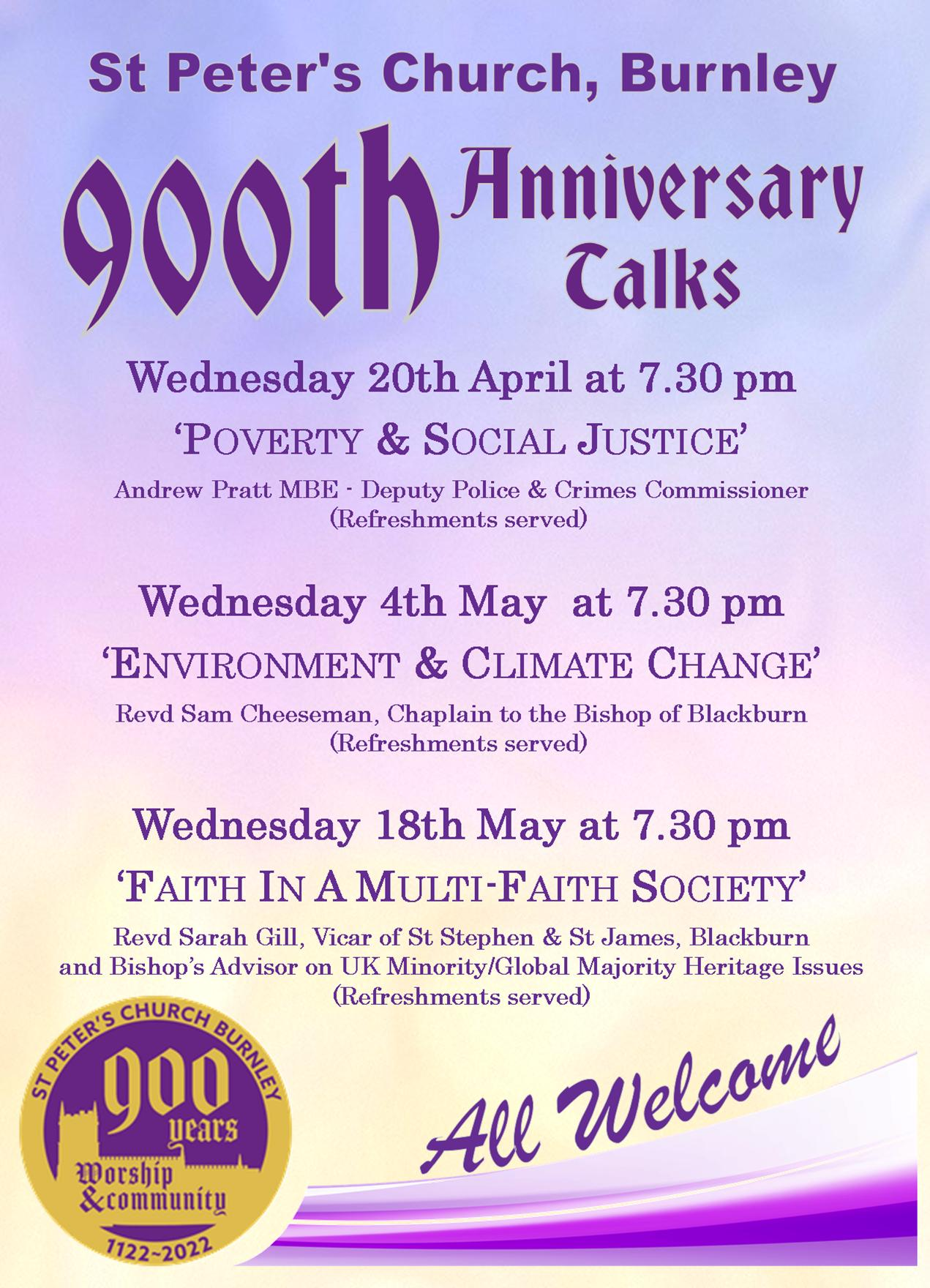 A list of 900th Anniversary Talks at Blackburn Cathedral